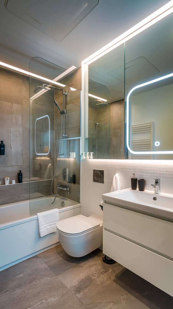 A modern bathroom with a smart technology